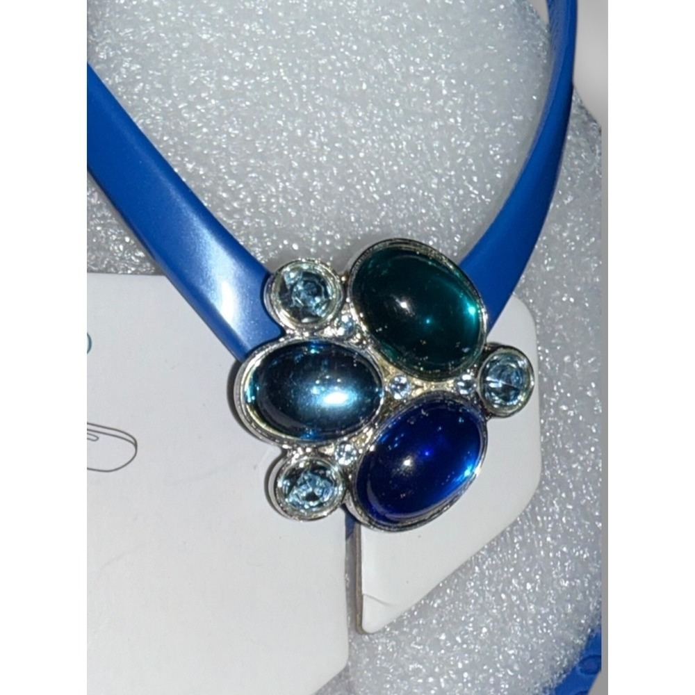 Lindsay Phillips Embellished Flip Flops Kelli Princess Blue Sz 10 sandals NEW - Picture 8 of 16